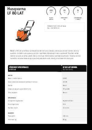 Односпрямовані віброплити Husqvarna LF 80 LAT