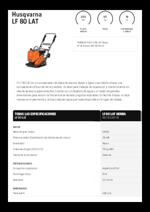 Односпрямовані віброплити Husqvarna LF 80 LAT