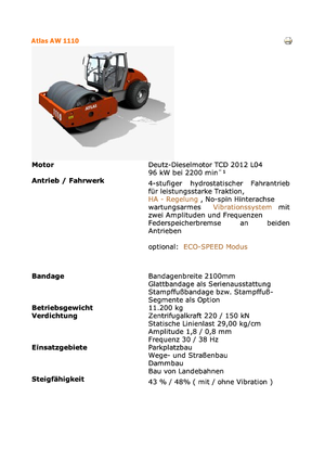 одновальцові дорожні катки Atlas AW 1110