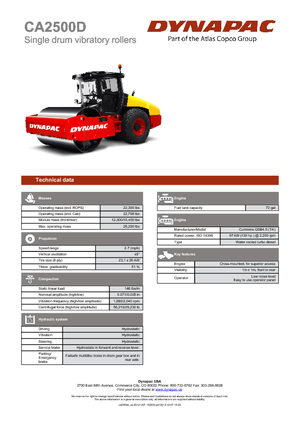 одновальцові дорожні катки Dynapac CA 2500 D