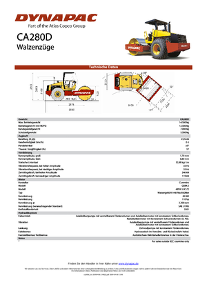 одновальцові дорожні катки Dynapac CA 280 D