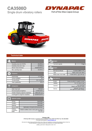 одновальцові дорожні катки Dynapac CA 3500 D