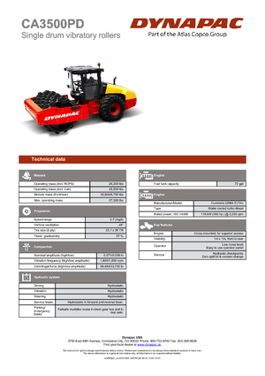 одновальцові дорожні катки Dynapac CA 3500 PD