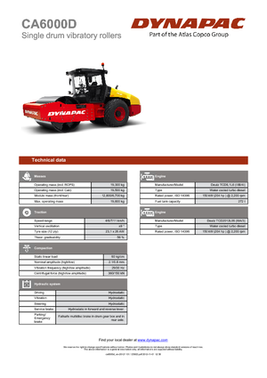 одновальцові дорожні катки Dynapac CA 6000 D