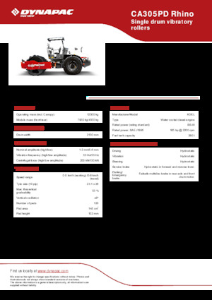 одновальцові дорожні катки Dynapac CA305PD Rhino