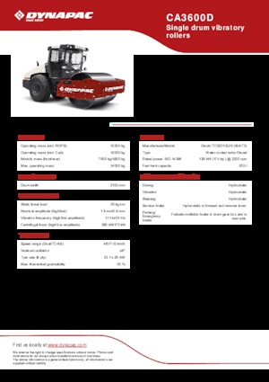 одновальцові дорожні катки Dynapac CA3600D