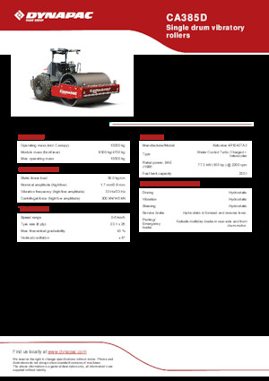 одновальцові дорожні катки Dynapac CA385D