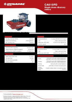 одновальцові дорожні катки Dynapac CA610PD