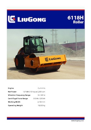 одновальцові дорожні катки Liugong 6118H