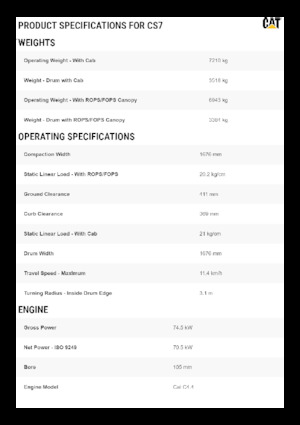 одновальцові дорожні катки Caterpillar CS7