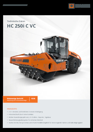 одновальцові дорожні катки Hamm HC 250i C VC
