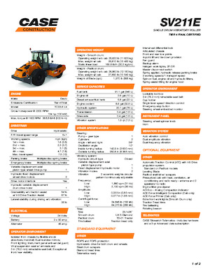 одновальцові дорожні катки Case SV211E