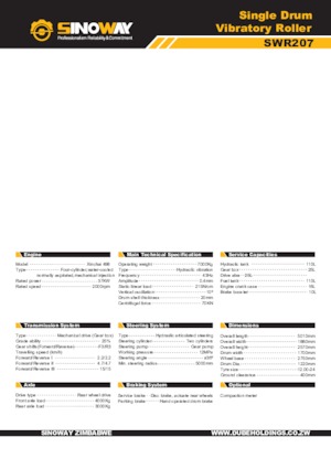одновальцові дорожні катки Sinoway SWR207 