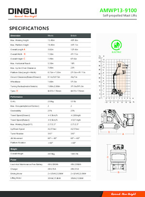 Підйомники з однією вертикальною щоглою Dingli AMWP13-9100