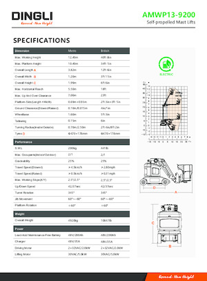 Підйомники з однією вертикальною щоглою Dingli AMWP13-9200