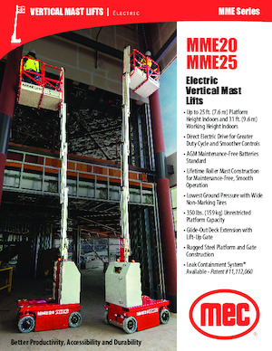 Підйомники з однією вертикальною щоглою MEC MME20