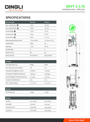 Підйомники з однією вертикальною щоглою Dingli ZDYT3-3.7S