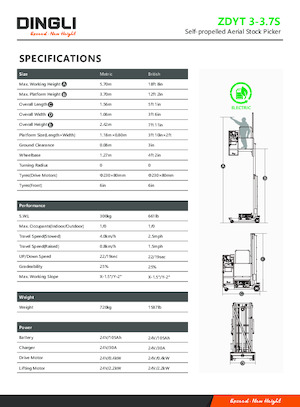 Підйомники з однією вертикальною щоглою Dingli ZDYT3-3.7S