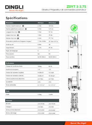 Підйомники з однією вертикальною щоглою Dingli ZDYT3-3.7S