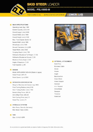 Міні-навантажувачі PowerPlus PSL1000S-III