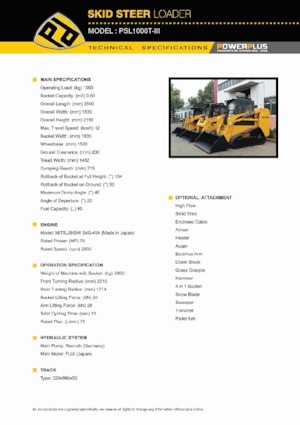 Міні-навантажувачі PowerPlus PSL1000T-III