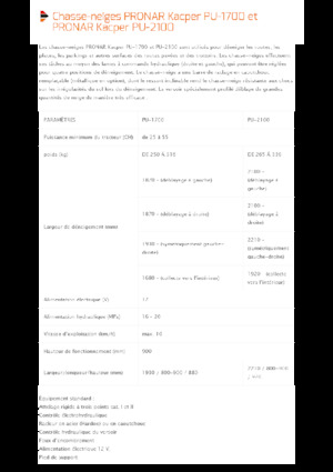 Снігоочисники з поворотними кришками Pronar PU 2100