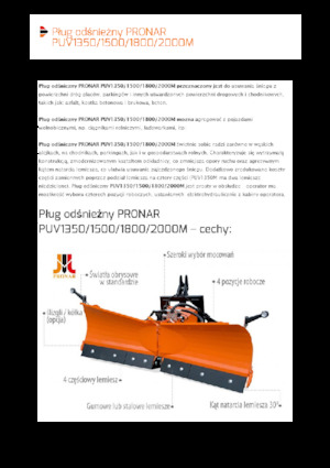 Снігоочисники з поворотними кришками Pronar PUV 1500M