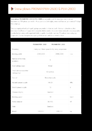 Снігоочисники з поворотними кришками Pronar PUV 2800