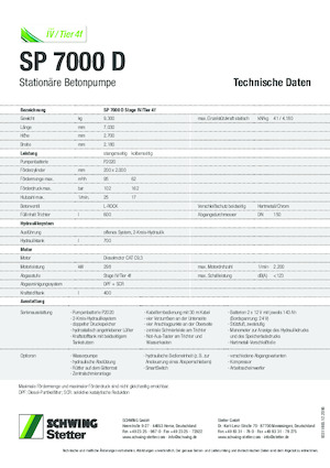 стаціонарні насоси для подачі бетону SCHWING-Stetter SP 7000 D