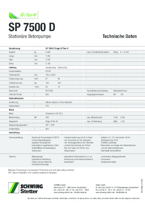 стаціонарні насоси для подачі бетону SCHWING-Stetter SP 7500 D