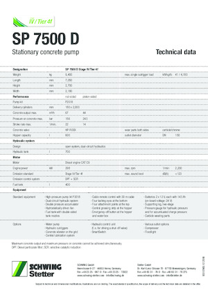 стаціонарні насоси для подачі бетону SCHWING-Stetter SP 7500 D