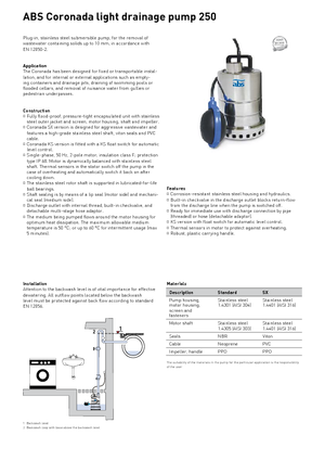 Каналізаційні насоси ABS-Pumpen Coronada 250 W