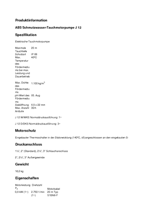 Каналізаційні насоси ABS-Pumpen J 12 D