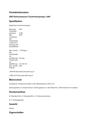 Каналізаційні насоси ABS-Pumpen J 604 HD