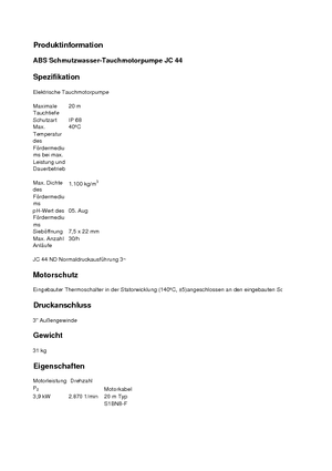 Каналізаційні насоси ABS-Pumpen JC 34 HD