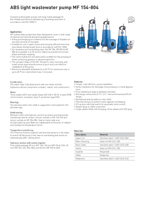 Каналізаційні насоси ABS-Pumpen MF-VO 804 D