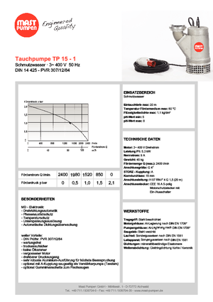 Каналізаційні насоси Mast-Pumpen TP 15-1