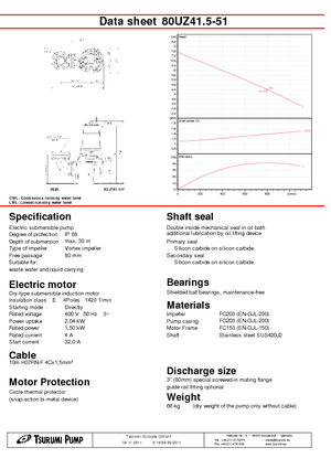Насоси для стічних вод Tsurumi-Pumpen 80UZ41.5