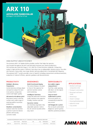 Тандемні вібраційні дорожні катки Ammann ARX 110 St V