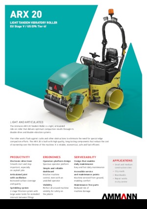 Тандемні вібраційні дорожні катки Ammann ARX 20 T4f
