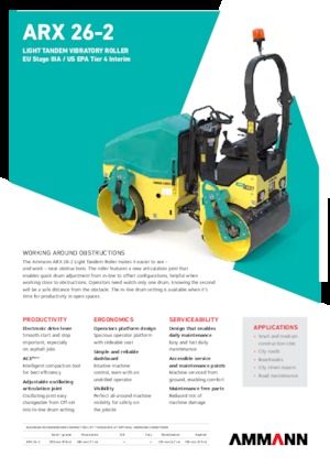 Тандемні вібраційні дорожні катки Ammann ARX 26-2 T4f