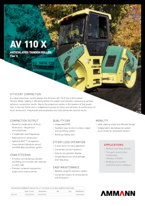 Тандемні вібраційні дорожні катки Ammann AV 110 X