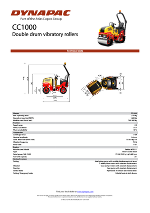Тандемні вібраційні дорожні катки Dynapac CC 1000