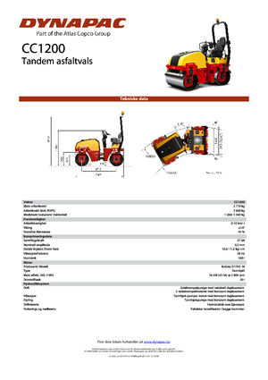 Тандемні вібраційні дорожні катки Dynapac CC 1200