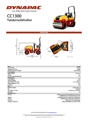 Тандемні вібраційні дорожні катки Dynapac CC 1300