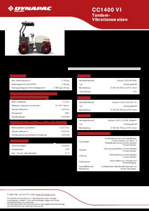 Тандемні вібраційні дорожні катки Dynapac CC 1400 VI