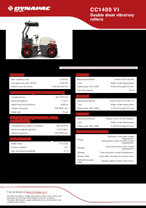 Тандемні вібраційні дорожні катки Dynapac CC 1400 VI