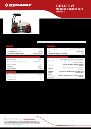 Тандемні вібраційні дорожні катки Dynapac CC 1400 VI