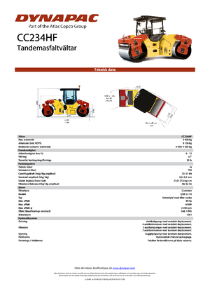 Тандемні вібраційні дорожні катки Dynapac CC 234 HF