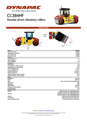Тандемні вібраційні дорожні катки Dynapac CC 384 HF
